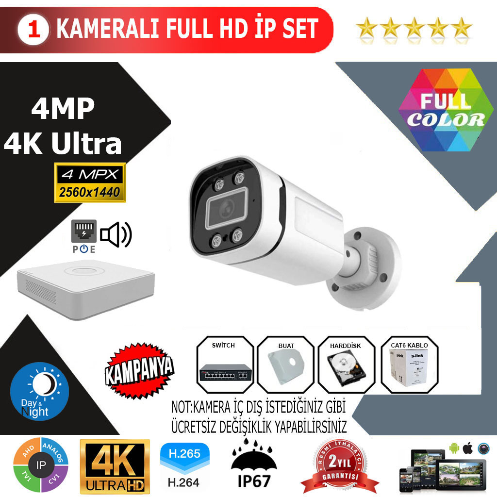 1 KAMERALI 4K IP SET